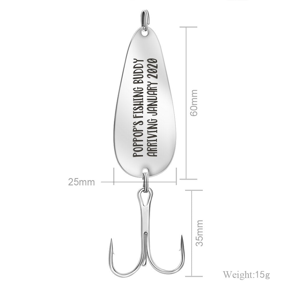 Personalize  Gift Fishing Hooks -Custom  Words - Free Engraving  25*60MM Trident, Hook Size: 35MM