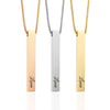 Personalized Bar Name Necklace Custom Name Necklaces Solid Charm 3D Pendant Birthday Valentine's Day Gifts for Women Men