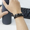 Personalized  Braided Genuine Leather Bracelet Wrist Cuff Clasp Name Engraved Mixed  Bangle For Men Name Engraved