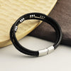Personalized  Braided Genuine Leather Bracelet Wrist Cuff Clasp Name Engraved Mixed  Bangle For Men Name Engraved