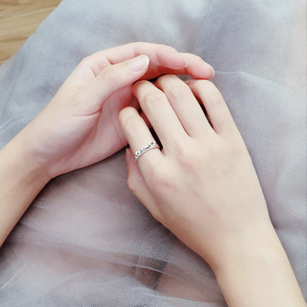 Personalized Cat Ears Shaped Ring Romantic Custom Pet Name Letter Gift For Women Men Jewelry Making Gifts