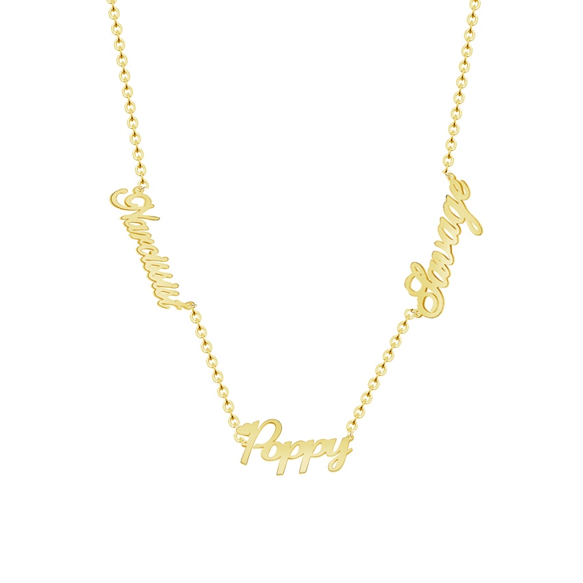 Personalized Custom 3 Nameplate Pendant Name Necklaces Women Men Silver Gold Rose Customized Choker Necklace For Family Friends