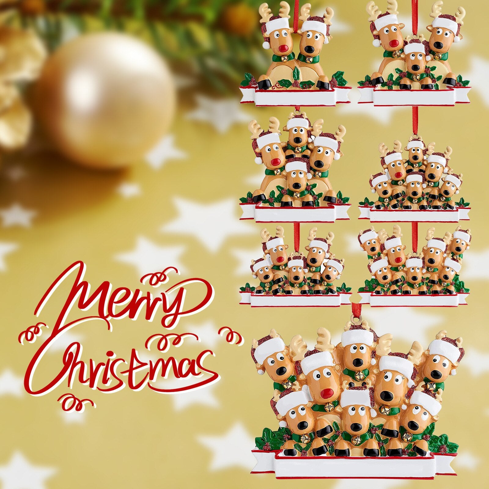 Personalized DIY Christmas Tree Ornament Elk Reindeer Family Decoration Cute Deer Holiday Winter Gift Year 2022 Family Decor