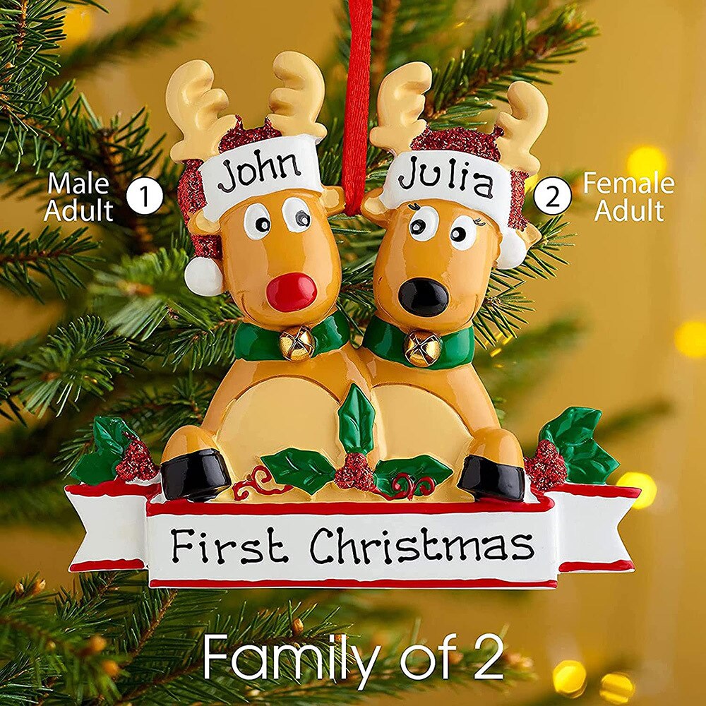 Personalized DIY Christmas Tree Ornament Elk Reindeer Family Decoration Cute Deer Holiday Winter Gift Year 2022 Family Decor