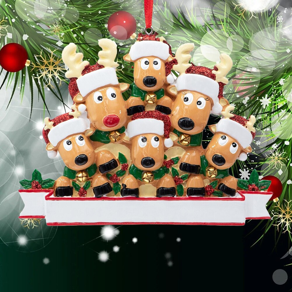 Personalized DIY Christmas Tree Ornament Elk Reindeer Family Decoration Cute Deer Holiday Winter Gift Year 2022 Family Decor