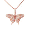 Personalized Diamond Butterfly Necklace Stainless Steel Rose Gold  Pendant Necklace Valentine's Day Birthday gift