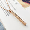 Personalized Engraving Vertical  Bar Necklace  Layer Necklace for Women paved crystal cuboid rose gold necklace  exquisite gift
