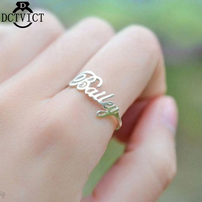 Personalized Font Name Ring Jewelry Stainless Steel Handmade Custom Ring Wedding Gifts Gold Silver Adjustable Anillos Mujer