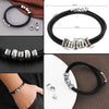 Personalized Leather Bracelet With Engraving Beads Family Name Engraved Bracelet Jewelry Gifts For Family