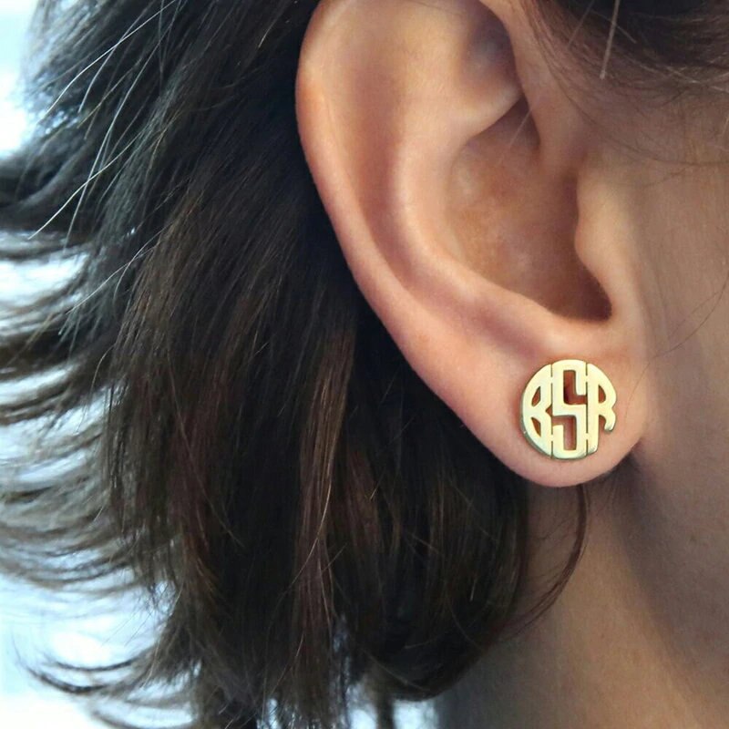 Personalized Monogram Name Earrings For Women Jewelry Custom Initials Stud Earrings Stainless Steel Pendientes Mujer Moda 2023