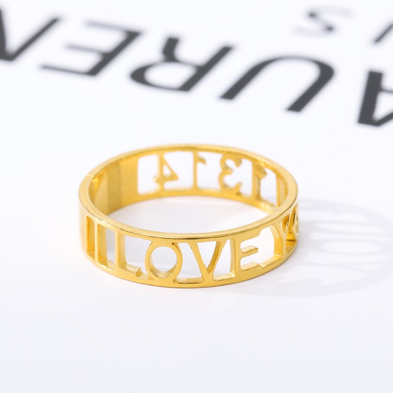 Personalized Name Rings Stainless Steel Gold  Custom Ring Jewelry Nameplate Rings For Women Girls Wedding Band Handmade