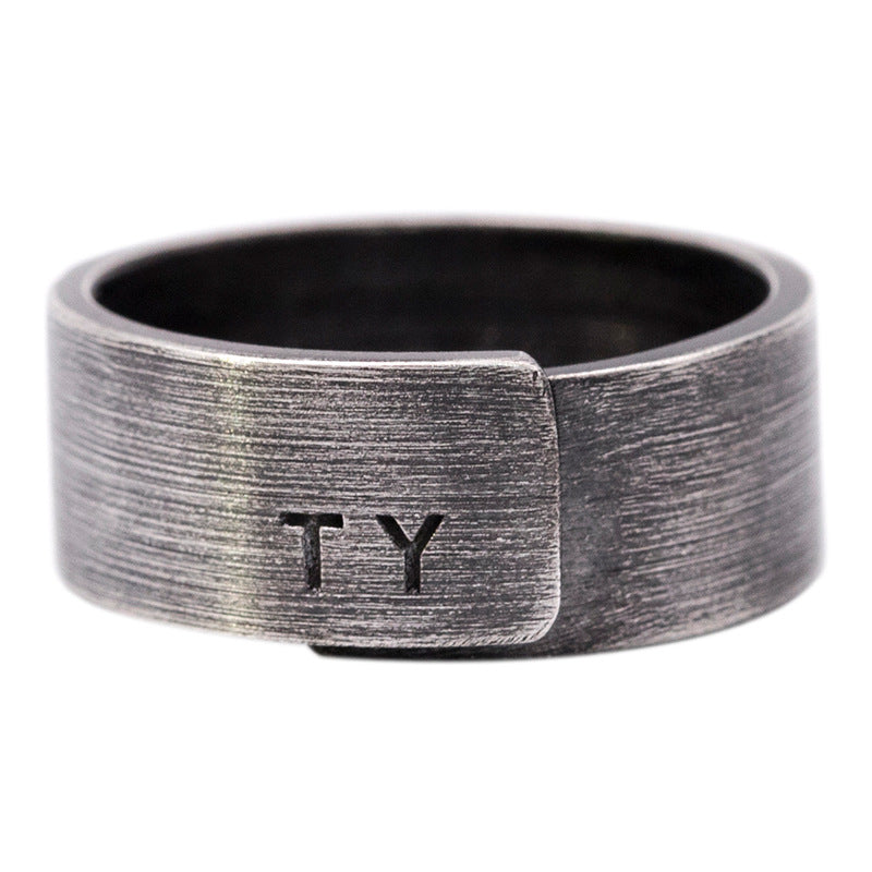 Personalized Name Rings Vintage Customized Letter Smooth Ring For Women High Quality 925 Sterling Sliver Lovers Jewelry Not Fade