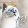 Personalized Pet Lover Jewelry Adjustable Ring Cute Cat Ears Paw Shaped Kitty Custom Name Letter Gift
