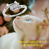 Personalized Pet Lover Jewelry Adjustable Ring Cute Cat Ears Paw Shaped Kitty Custom Name Letter Gift