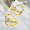 Personalized Stainless Steel Name Earrings For Women Custom Heart Style Circle Hoop Earrings Female pendientes Jewerly Gifts