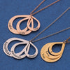 Personalized Water Drop Necklace Stainless Steel Custom Family Names 4 Layered Heart Charms Waterdrop Pendants Gift for Women