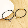 Personalized Women Men Eight-pointed Star Genuine Leather Bracelet Custom Bead Family Names Crystal Charm Bangle with Birthstone