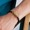 Personalized Women Mens Genuine Leather Bracelet Custom Beads Family Names Crystal Charm Bangle with Birthstone Jewelry