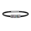 Personalized Women Mens Genuine Leather Bracelet Custom Beads Family Names Crystal Charm Bangle with Birthstone Jewelry