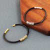 Personalized Women Mens Genuine Leather Bracelet Custom Beads Family Names Crystal Charm Bangle with Birthstone Jewelry