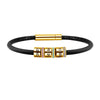 Personalized Women Mens Genuine Leather Bracelet Custom Beads Family Names Crystal Charm Bangle with Birthstone Jewelry