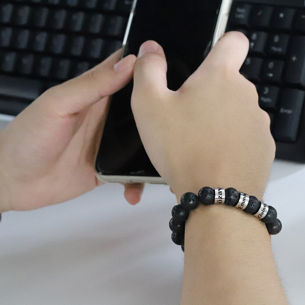 Personalized lava rock beaded bracelet  Stress Relief Yoga Beads Anxiety Aromatherapy Essential Oil Diffuser Healing Lava