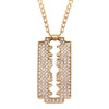 Personlity Men's Razor Pendant Necklace Hip Hop Gold Color Cube Chain Zirconia Blade Necklaces Men Punk Rock Jewelry Gifts