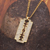 Personlity Men's Razor Pendant Necklace Hip Hop Gold Color Cube Chain Zirconia Blade Necklaces Men Punk Rock Jewelry Gifts