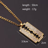 Personlity Men's Razor Pendant Necklace Hip Hop Gold Color Cube Chain Zirconia Blade Necklaces Men Punk Rock Jewelry Gifts