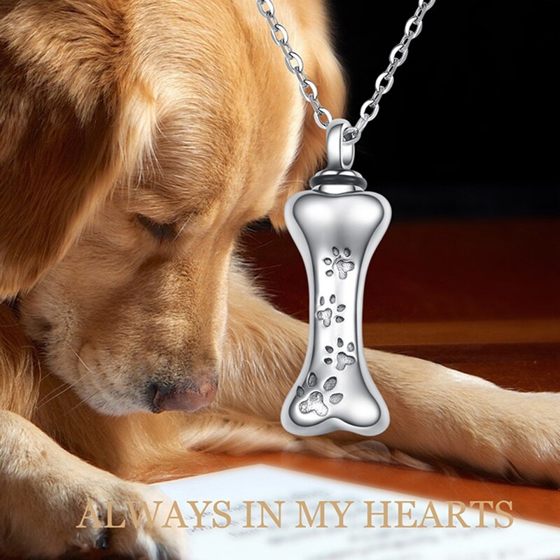 Pet Cremation Ashed Urn Necklace In Stainless Steel Pet Loss Dog Bone Cremation Urn Pendant Necklace