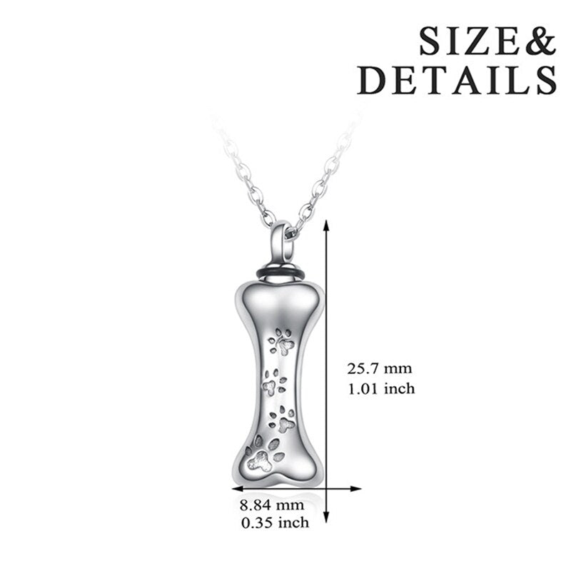 Pet Cremation Ashed Urn Necklace In Stainless Steel Pet Loss Dog Bone Cremation Urn Pendant Necklace