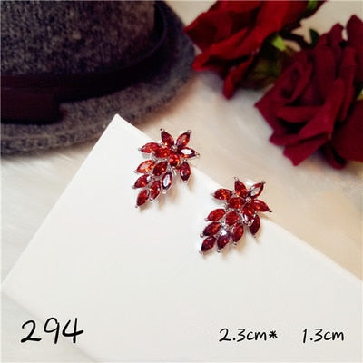 Pigeon Blood Ruby Big Drop Earrings For Women Hyperbole Crystal Diamant S925 sterling-silver-jewelry Vintage Aretes Fine Jewelry