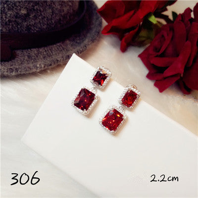 Pigeon Blood Ruby Big Drop Earrings For Women Hyperbole Crystal Diamant S925 sterling-silver-jewelry Vintage Aretes Fine Jewelry