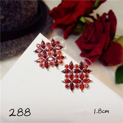 Pigeon Blood Ruby Big Drop Earrings For Women Hyperbole Crystal Diamant S925 sterling-silver-jewelry Vintage Aretes Fine Jewelry