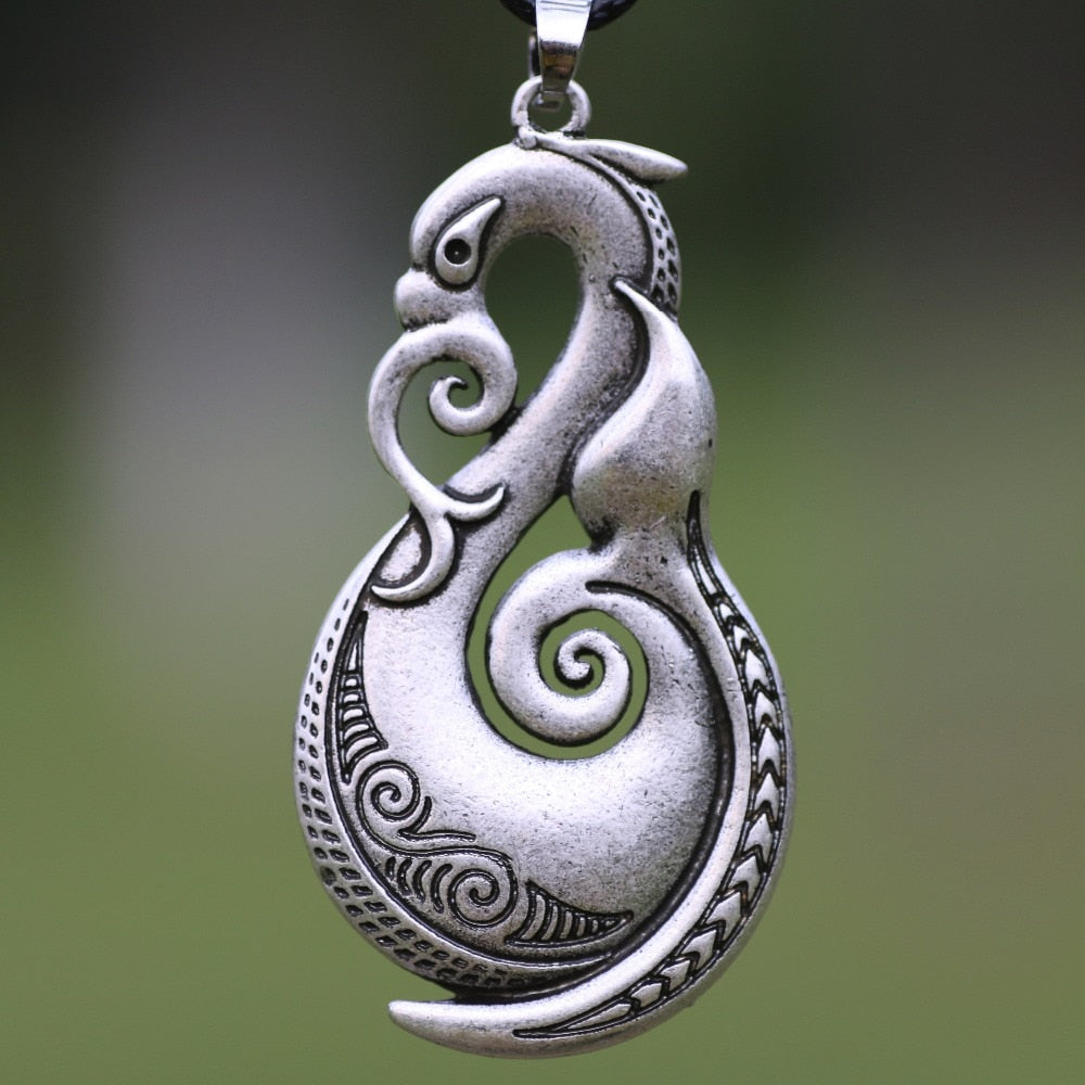Pikorua Necklace Pendant Maori Twist Mask Manaia Koru Zealand Australia Aboriginal Gift for Men Women Travel Souvenir