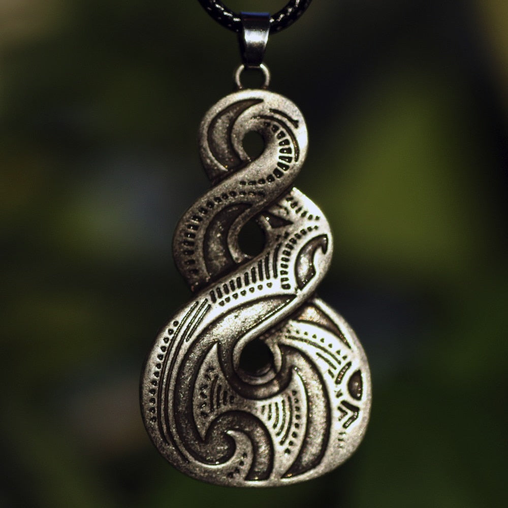 Pikorua Necklace Pendant Maori Twist Mask Manaia Koru Zealand Australia Aboriginal Gift for Men Women Travel Souvenir