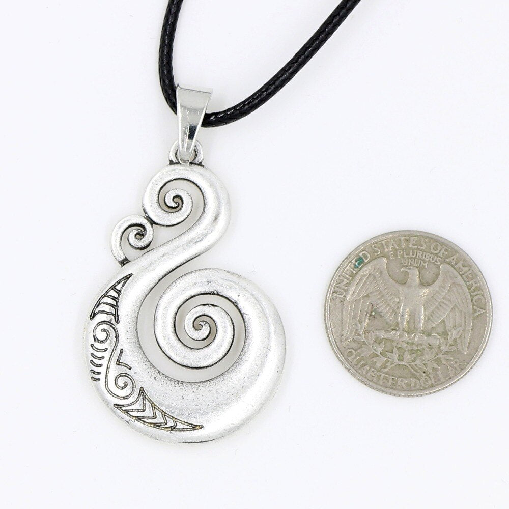 Pikorua Necklace Pendant Maori Twist Mask Manaia Koru Zealand Australia Aboriginal Gift for Men Women Travel Souvenir