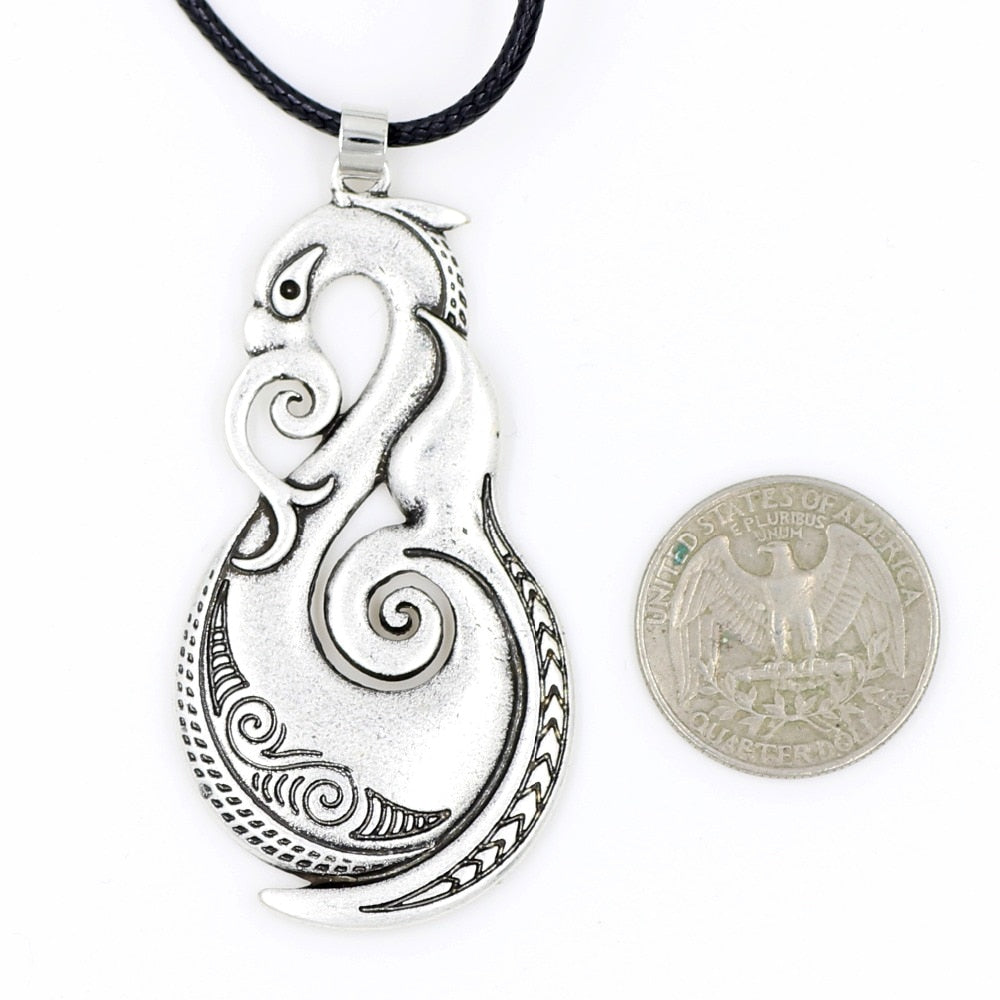 Pikorua Necklace Pendant Maori Twist Mask Manaia Koru Zealand Australia Aboriginal Gift for Men Women Travel Souvenir