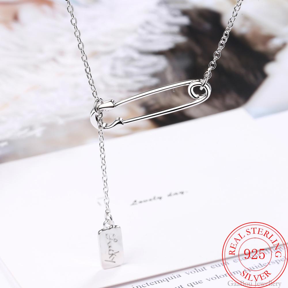 Pin LOVE Sign 925 Stamp Silver Color Trendy Pendant Chain Necklace For Women Girl Necklace Anniversary Fine Jewelry