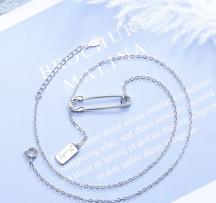 Pin LOVE Sign 925 Stamp Silver Color Trendy Pendant Chain Necklace For Women Girl Necklace Anniversary Fine Jewelry