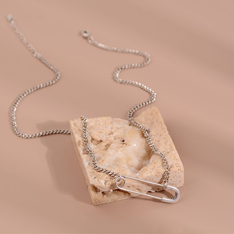 Pin Necklaces Women's Neck Chain 925 Stamp Silver Color Necklace Vintage Steampunk  Jewelry  GaaBou