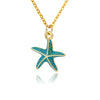 Pink Blue Starfish Pendant Necklace For Women Stainless Steel Gold Color Necklaces Retro Boho Aesthetic Jewelry collares mujer