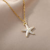 Pink Blue Starfish Pendant Necklace For Women Stainless Steel Gold Color Necklaces Retro Boho Aesthetic Jewelry collares mujer