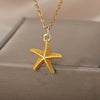Pink Blue Starfish Pendant Necklace For Women Stainless Steel Gold Color Necklaces Retro Boho Aesthetic Jewelry collares mujer