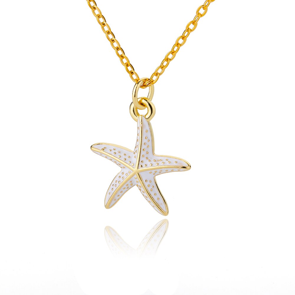 Pink Blue Starfish Pendant Necklace For Women Stainless Steel Gold Color Necklaces Retro Boho Aesthetic Jewelry collares mujer
