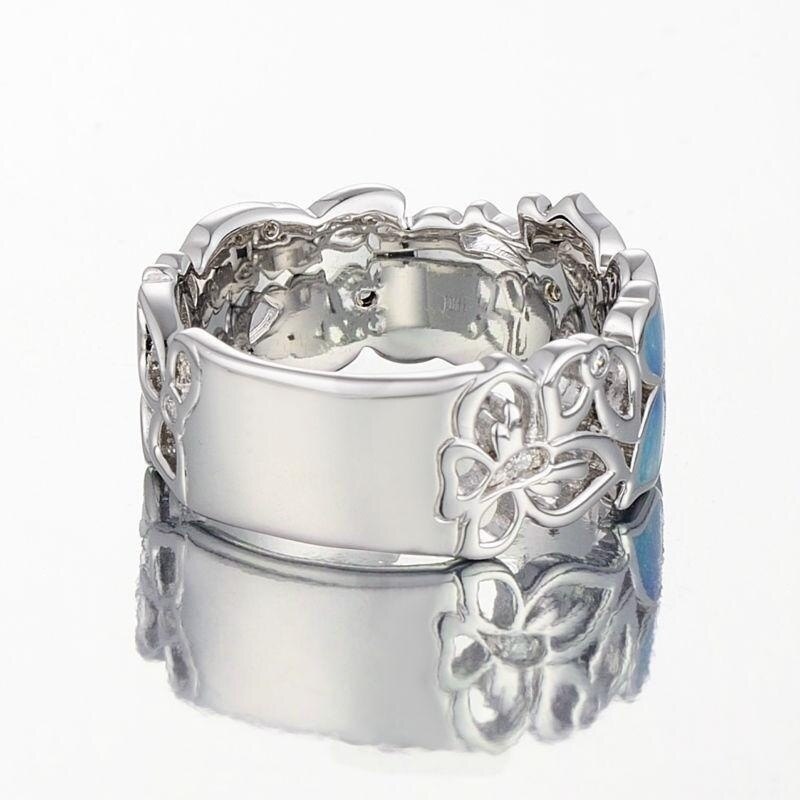 Pink Butterfly Flower Pattern Ring Women's Ring Metal Crystal Inlaid Wedding Jewelry Accessories Size 6-10