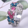 Pink Butterfly Flower Pattern Ring Women's Ring Metal Crystal Inlaid Wedding Jewelry Accessories Size 6-10