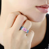 Pink Butterfly Flower Pattern Ring Women's Ring Metal Crystal Inlaid Wedding Jewelry Accessories Size 6-10