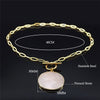 Pink Crystal Stainless Steel Chain Necklaces Women Round Gold Color Necklace Pendant Jewelry collares de acero inoxida NXS04