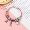 Pink Leather Bracelet Colorful Enamel Cute Puppy Dog Pendant Charm Bracelets For Women  Jewelry